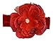 PLH Bows Large Peony Flower with Stone Center on Velvet Headband (Black)