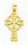 14k Diamond-cut Celtic Cross Pendant