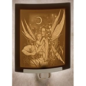 Crescent Moon Fairy by David Delamare Porcelain Garden Lithophane Night Light (NEW)