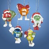 M&M CHARACTER ORNAMENTS - PLASTIC M&M MINIATURE ORNAMENTS 5PC. - Christmas Ornament