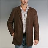 BGSD Men's Three Button Cowhide Leather Blazer - Regular & Tall
