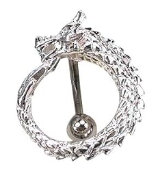 Dramatic Dragon Tail Steel Belly Ring Curved Barbell