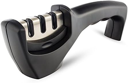 LifeFly 3 Stage Knife Sharpener - Ceramic, Coarse and Fine - Best for Survival, Combat, Carving, Fillet, Bread, Swiss, Pocket Knives &amp; More