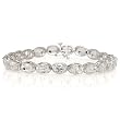 10k White Gold Oval Cut White Topaz Bracelet, 7"