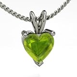 Heart Peridot Necklace in Sterling Silver