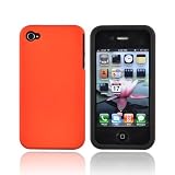 For iPhone 4 Rubbery Hard Case 2nd Skin ORANGE BLACK