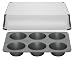 Bake Porter 6-Cup Jumbo Muffin Pan with Serving Cover, Grey