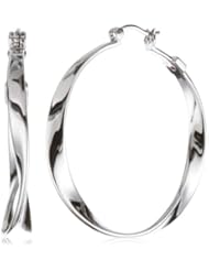 ELLE Jewelry Large Twisted Sterling Silver Hoop Earrings