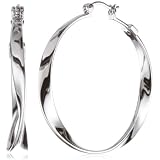 ELLE Jewelry Large Twisted Sterling Silver Hoop Ear