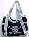 Large Silver & Black Rhinestone Skull Tote Bag Handbag