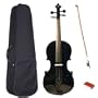 ViolinSmart 4/4 Full Size Student Violin w/Bow, Case, and Rosin - Solid Black