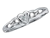 Diamond Heart Promise Ring in White Gold
