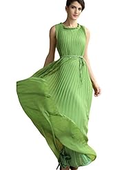 Belted Jeweled Pleated Maxi Dress 