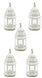 Medium White Lacy Moroccan Candle Lanterns Set of 5 Medium White Lacy Moroccan Candle Lanterns Set of 5