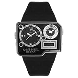 Diesel Mens DZ7101 Analog and Digital Stainless Steel and Black Leather Watch by Diesel