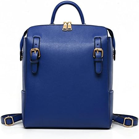 LOFA Leather Backpack College Backpack Leather Rucksack School Backpack Travel Leather Backpack Leather Laptop Backpack (Blue)