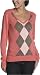Izod Women's Long Sleeve Exploding V-Nk Argyle,Coral Ray,Large