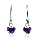 Tomas Sterling Silver Crystal Petite Heart Dangle Earrings - Purple