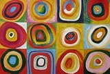 Oil Painting Reproduction - Farbstudie Quadrate by Wassily Kandinsky Hand Painted Oil Canvas 24x36