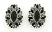 Black Onyx Marquis Shape Stone and Black Onyx and Light Gray Austrian Crystals Clip-on Earrings