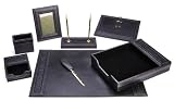 Majestic Goods Office Supply Leather Desk Set, Black (W934)