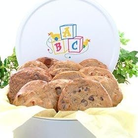 One Dozen Assorted Cookies in ABC Tin - Great Gift for New Parents and Siblings by Gifts-to-Impress