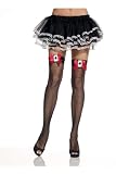Sexy Opaque Thigh High Stocking With Poker Suit Print Alice In Wonderland Queen Of Hearts Casino Lingerie Costume Accessory Leg Avenue