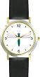 Teal Body & White Winged Dragonfly or Dragon Fly - JP - WATCHBUDDY&reg; DELUXE TWO-TONE THEME WATCH - Arabic Numbers - Black Leather Strap-Size-Large ( Men's Size or Jumbo Women's Size )