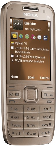 Nokia E52 golden aluminium (UMTS, GPS, A-GPS, WLAN, MP3, Bluetooth, Kamera mit 3,2 MP) Handy ohne Vertrag, ohne Branding, kein Simlock