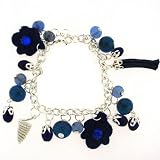 Silver Tone Blue Charm Bracelet