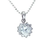 Sterling Silver Heart Cz Baguette Necklace Pendant