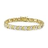 18K Gold over Sterling Silver Diamond Accent Two-Tone Chevron Link Bracelet