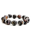Black Floral Glass Bead with Rhinestone Accents Bangle Bracelet Jewelry