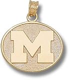 Michigan Wolverines Solid 10K Gold ''M'' Polished Oval 1/2'' Pendant
