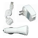 iPod Charger Kit for iPod Nano 5th Generation 5G iPhone 3G 3G S: Home/Travel AC Charger, Auto Car DC Charger and Retractable USB Cable