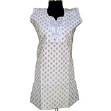 Block Printed Handmade Cotton Ladies Top With Plastic Mirror And Lace (Free Shipping) LLtop0117