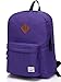 Lightweight Backpack for School, VASCHY Classic Basic Water Resistant Casual Daypack for Travel with Bottle Side Pockets (Purple)
