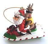 Christmas Ornament Santa Riding a Jet Ski with a Reindeer