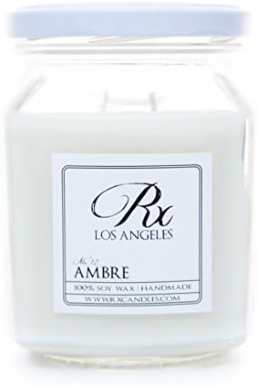 RxCandles 100% Soy Candle, Ambre, Large 12.5 Ounce Jar