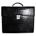 Jack Georges Croco Black Triple Gusset Flap - JG-BK2423