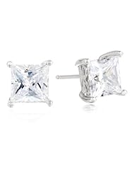 Sterling Silver Swarovski Zirconia 4 cttw Princess Cut Earrings