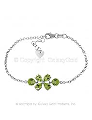 14k White Gold Floral Bracelet with Peridots
