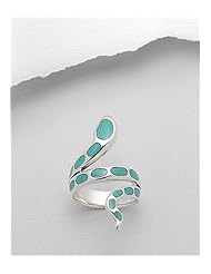 Turquoise (Light Green) Snake Reconstructed stones Ring In 92.5 Sterling Silver