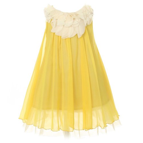 Kids Dream Yellow Chiffon Floral Lace Bodice Easter Dress Girls 2T-14