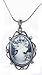 Beautiful Antiqued Cameo Charm Necklace with Gray Crystal Accents Hematite/Black Finish Comes Gift Boxed