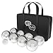 Trademark Games Bocce Ball Set - Petanque Boules Lawn Game with 8 Steel Tossing Balls, Cochonnet, and Carrying Case - Metal Ball Game (Silver)
