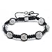 Bling Jewelry Silver Swarovksi Crystal Bead Unisex Shamballa Bracelet 10mm