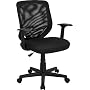 Black Mesh Office Chair with Mesh Back and Mesh Fabric Seat - LF-W-95A-BK-GG