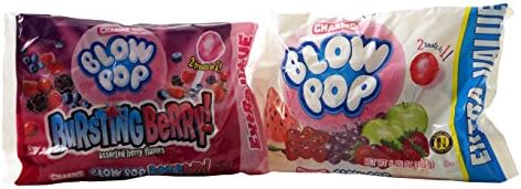 Charms Blow Pop Lollipops Suckers Variety Pack (Caramel Apple, Assorted, Bursting Berry, 7 Pack)