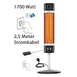 Design Infrarot Heizstrahler CH1800RE mit Fernbedienung , 4 Heizstufen und Timerfunktion / Carbonstrahler mit 1700 Watt als Terrassenheizer bzw. Terrassenstrahler ideal geeignet. Infrarotstrahler f�r Indoor und Outdoor.